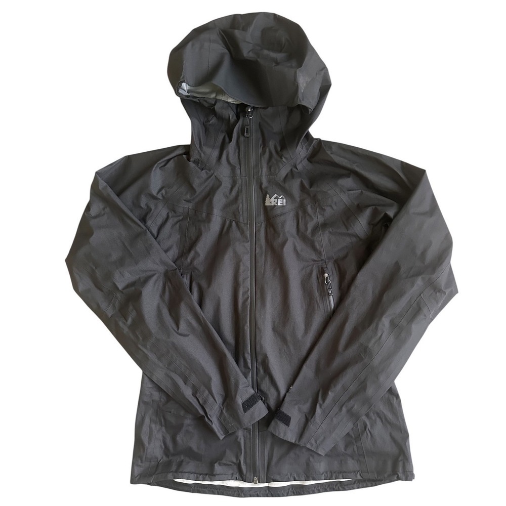 REI Co-op Womens eVent Waterproof Rain Jacket Black Hooded Shell Size S